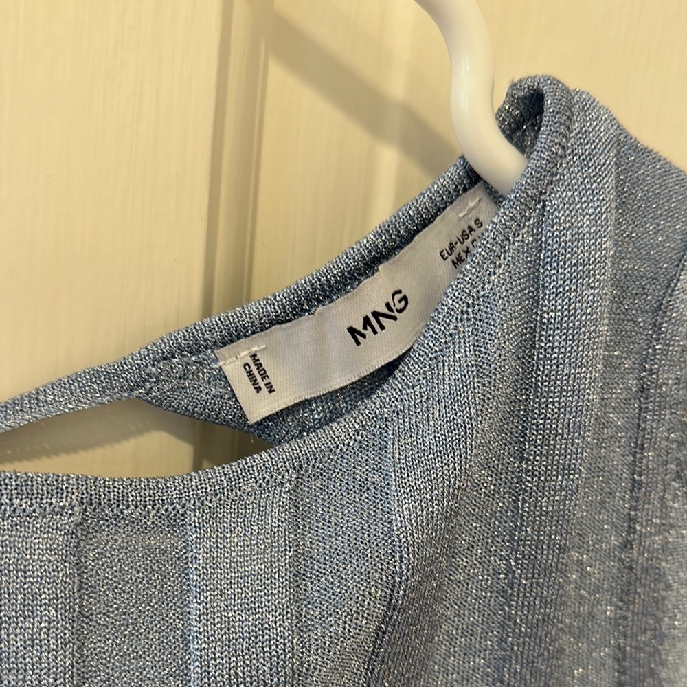 Blue Ribbed Women's Top - Picture 4 of 4
